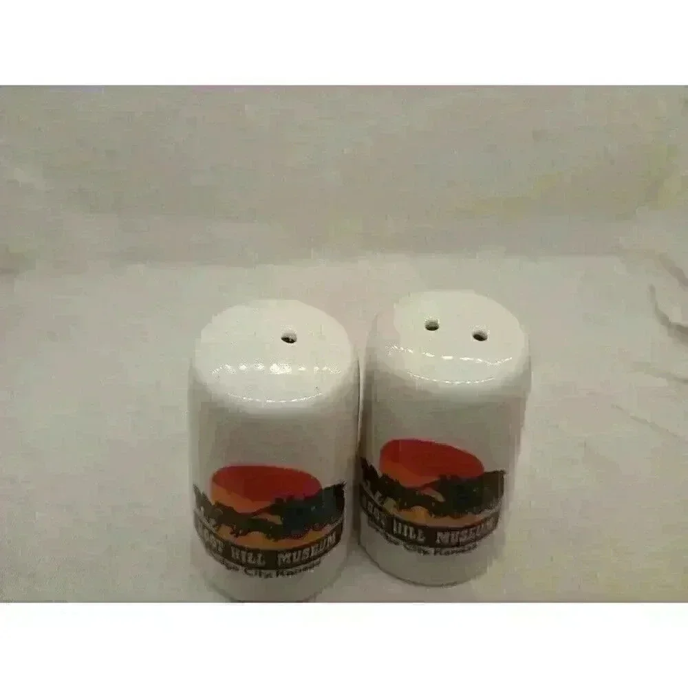 Vintage Ceramic Boot Hill Museum Dodge City Kansas Salt and Pepper Shakers